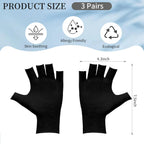Clofiak black breathable cotton gloves showing open fingertips