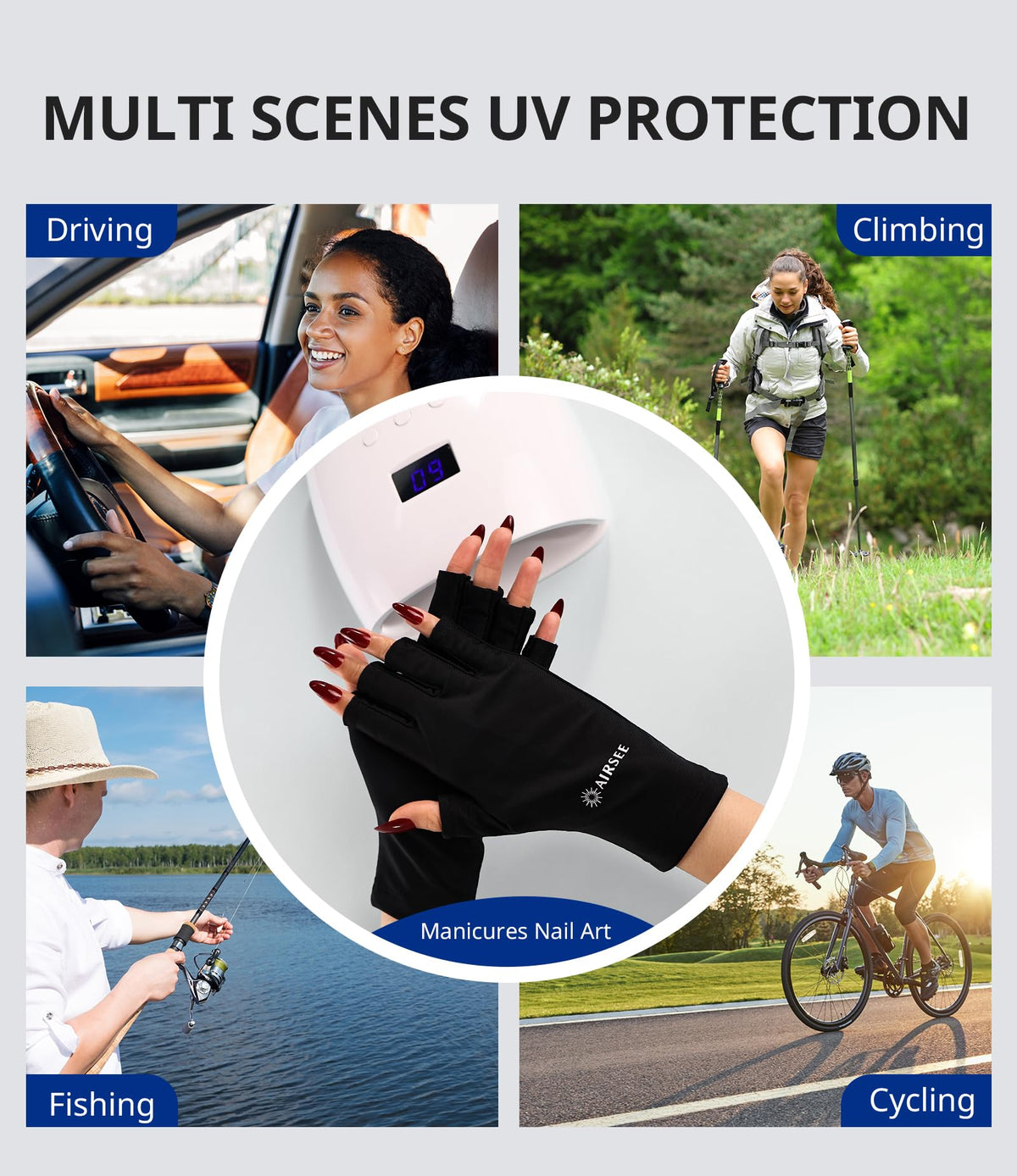 Packaging and pair of airsee uv gloves