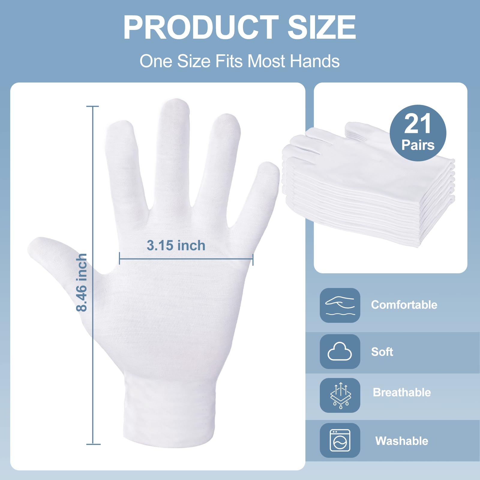 White cotton gloves for eczema care and moisture locking