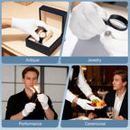 Bulk set of forty two white cotton gloves packaging view