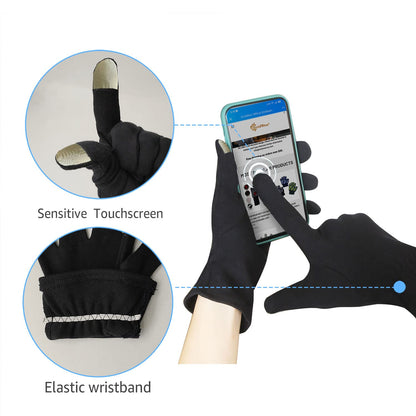 Two pairs of black Evridwear cotton beauty gloves displayed together.