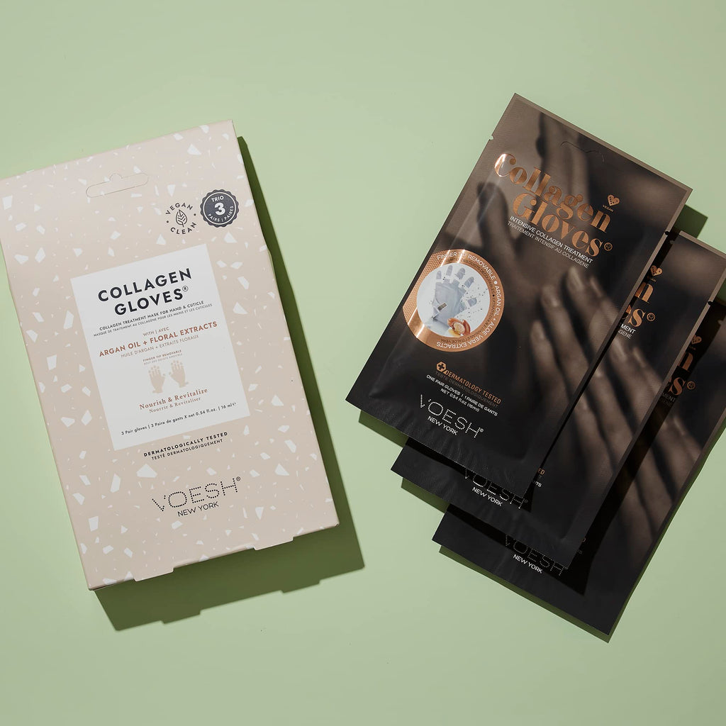 VOESH vegan hand masks showing key ingredients argan oil