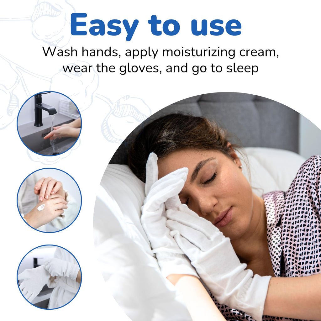 Mesh washing bag included with Dermrelief cotton gloves for easy cleaning