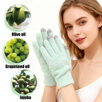 Close up of touchscreen fingertips on KUKUGO moisturizing gloves
