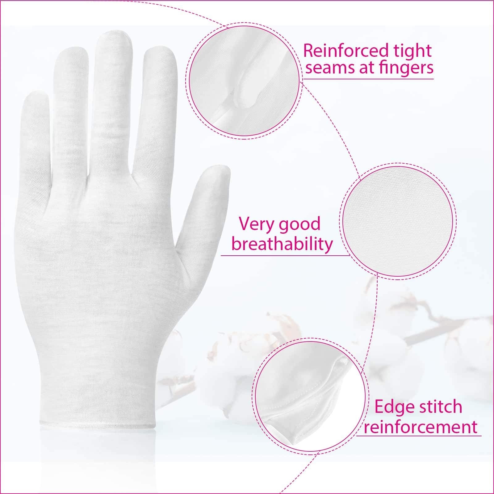 Paxcoo cotton gloves being used for jewelry and coin inspection.