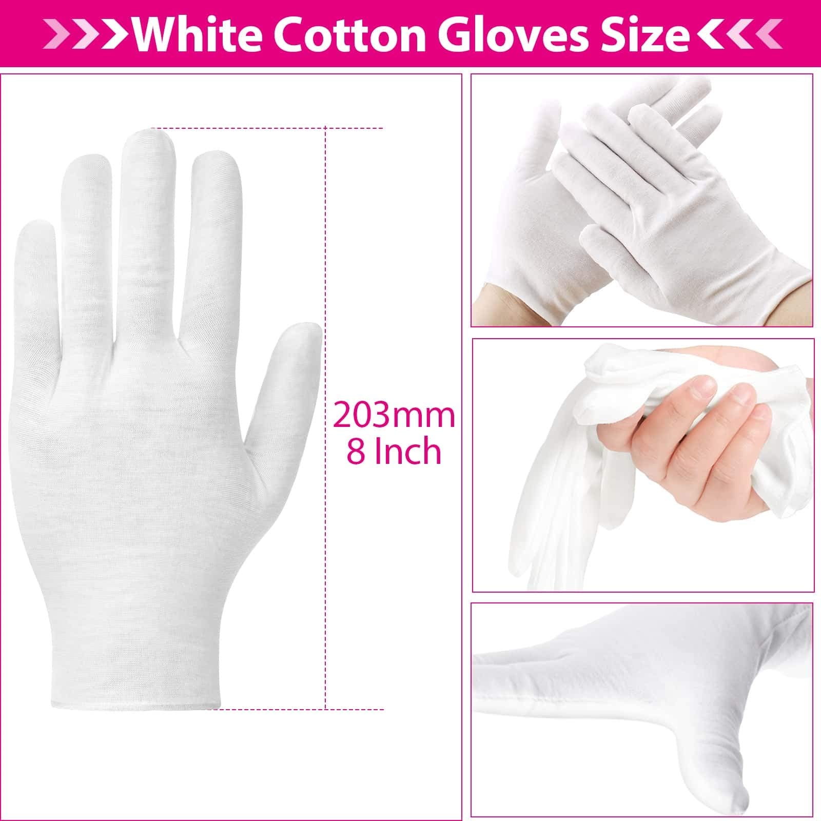Washable and reusable white cloth gloves for cosmetic hand spa.