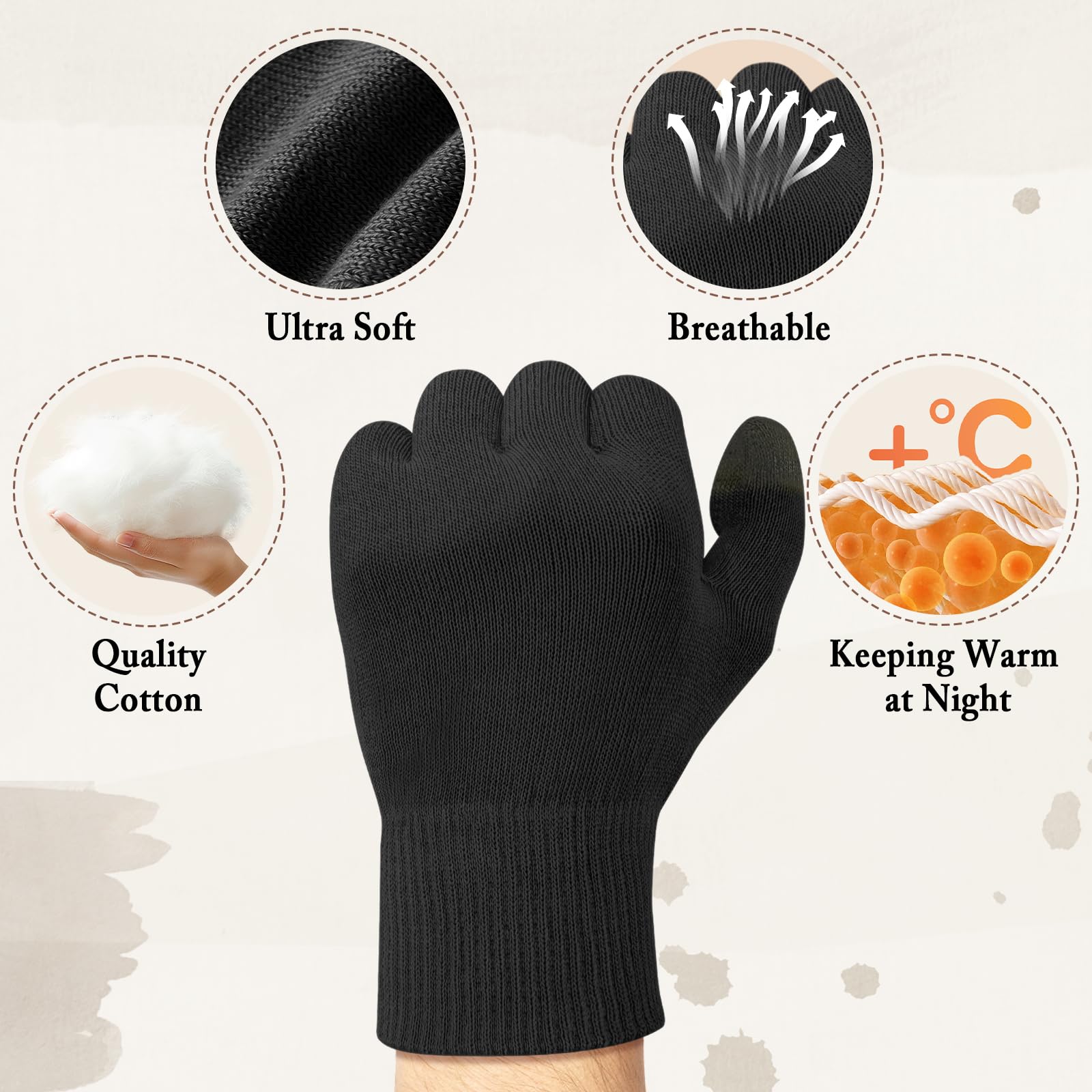 Close up of breathable cotton fabric of Mig4u gloves