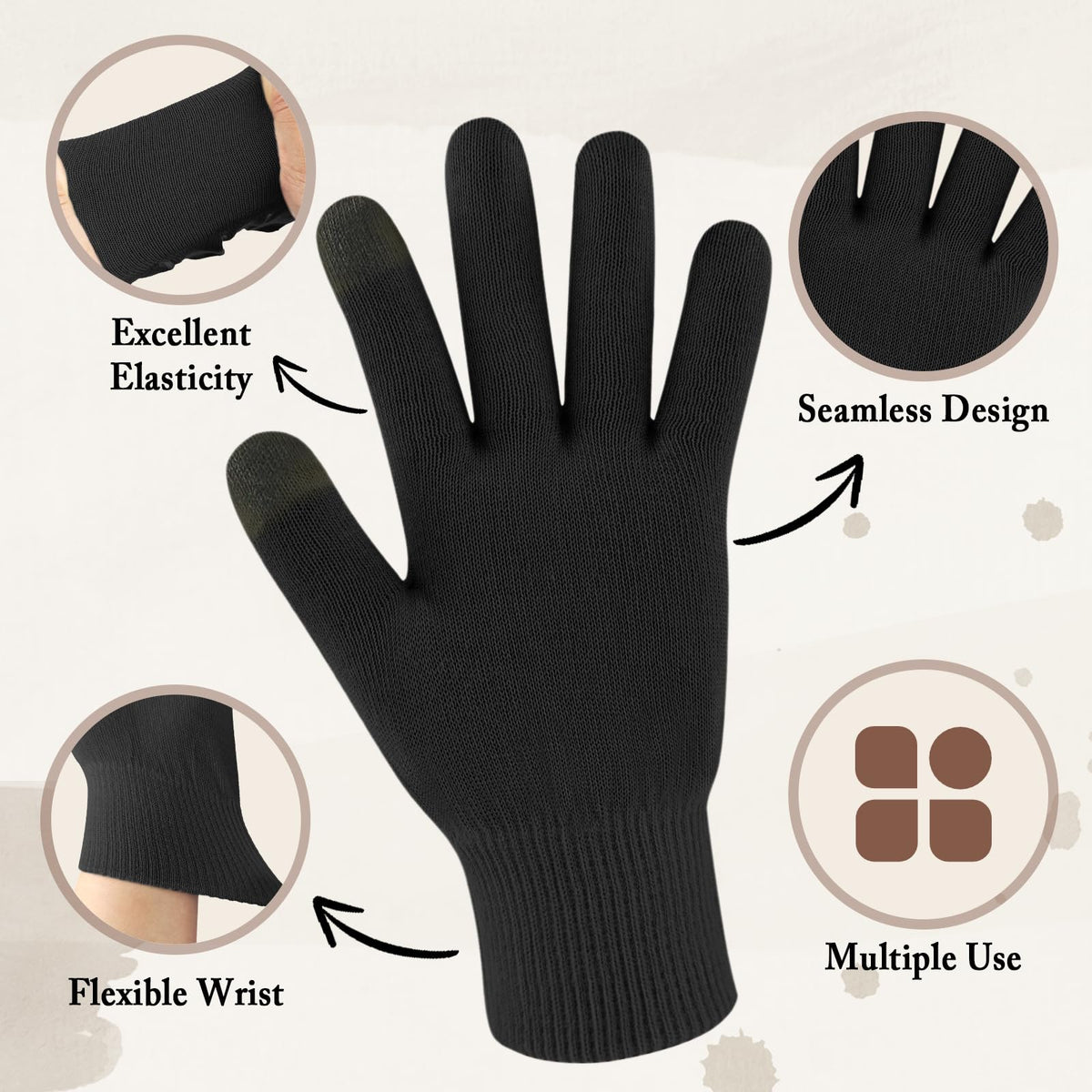 Mig4u black cosmetic gloves close up of breathable ice silk fabric
