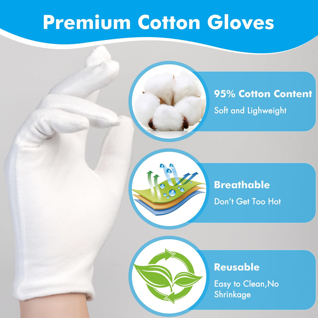 Pupkoli breathable cotton spa gloves for overnight eczema relief
