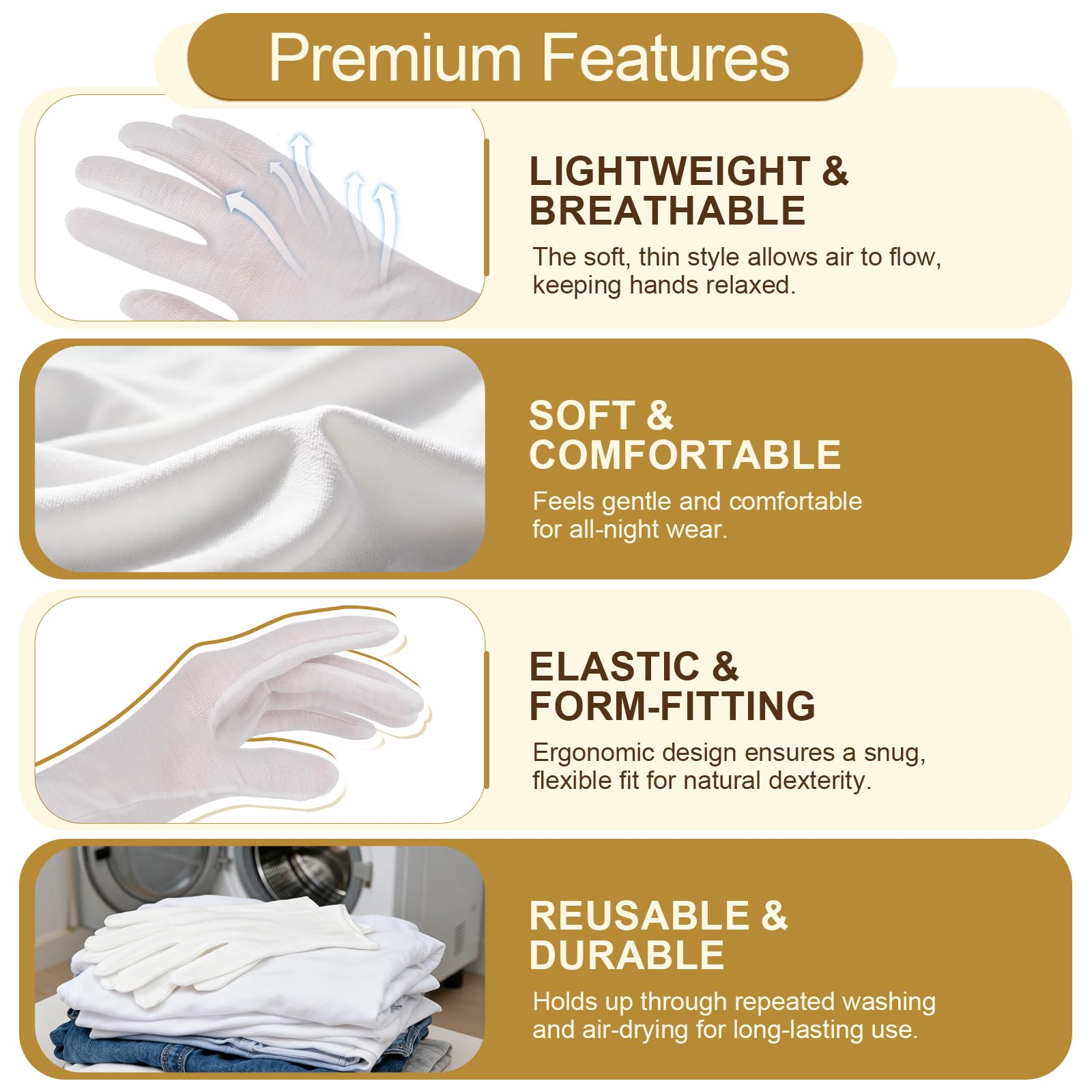 Person wearing Fotkyxh moisturizing gloves for overnight hand care