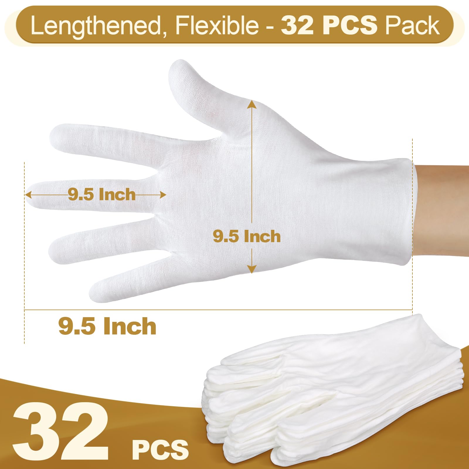Full set of 16 pairs white cotton gloves for eczema treatment