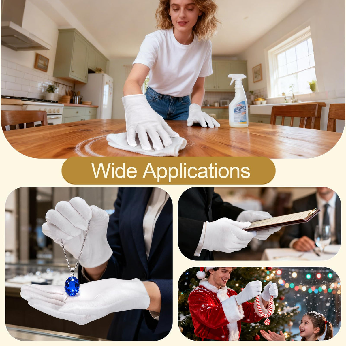 Fotkyxh reusable white inspection gloves for handling items