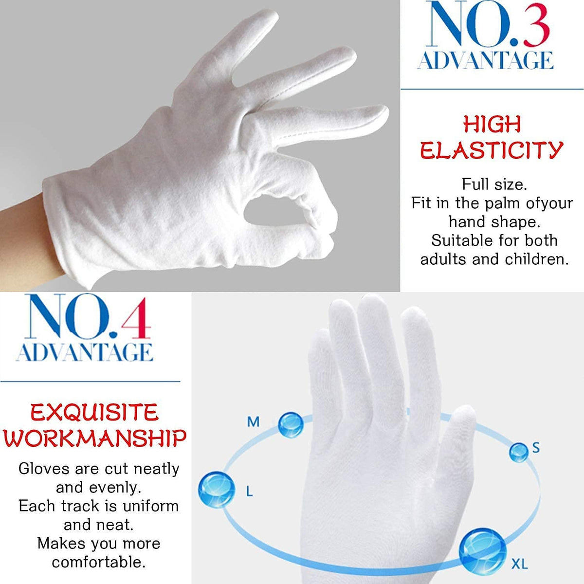 Yitiaoyu archival inspection cotton gloves full set