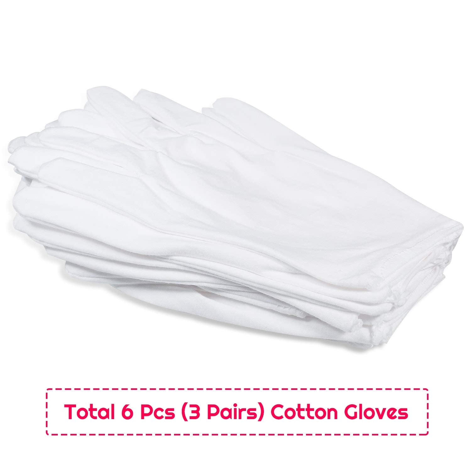 Person wearing white cotton gloves for moisturizing hands