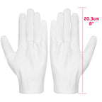 Selizo white cotton gloves closeup showing stretchable texture