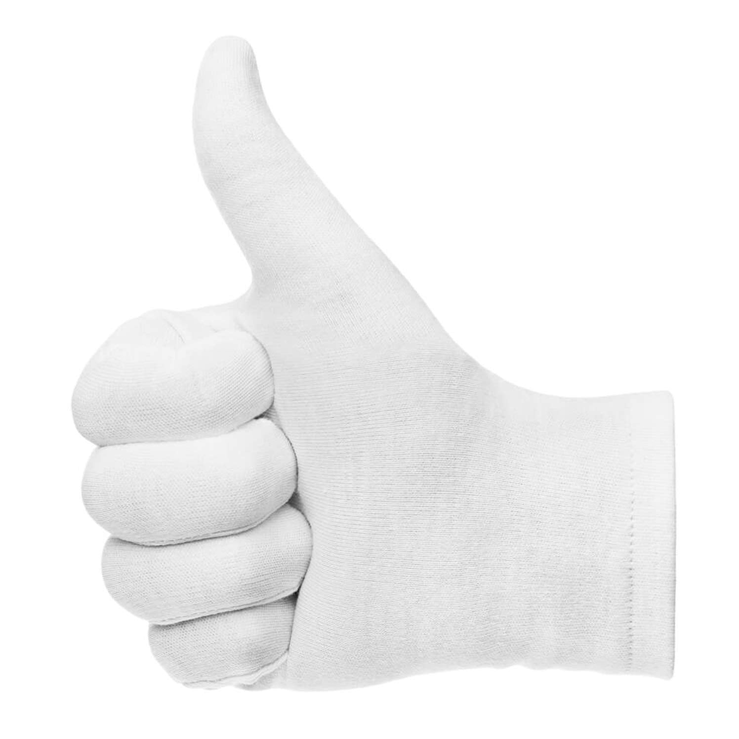White cotton gloves used for jewelry inspection