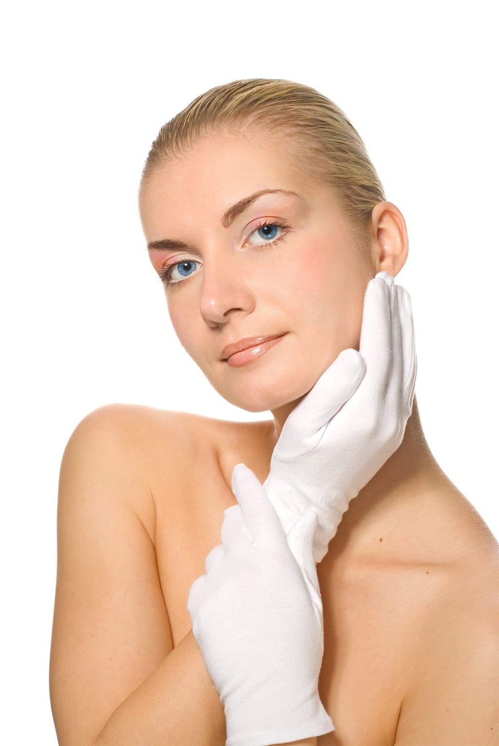 Selizo reusable white cotton gloves set of three pairs layout