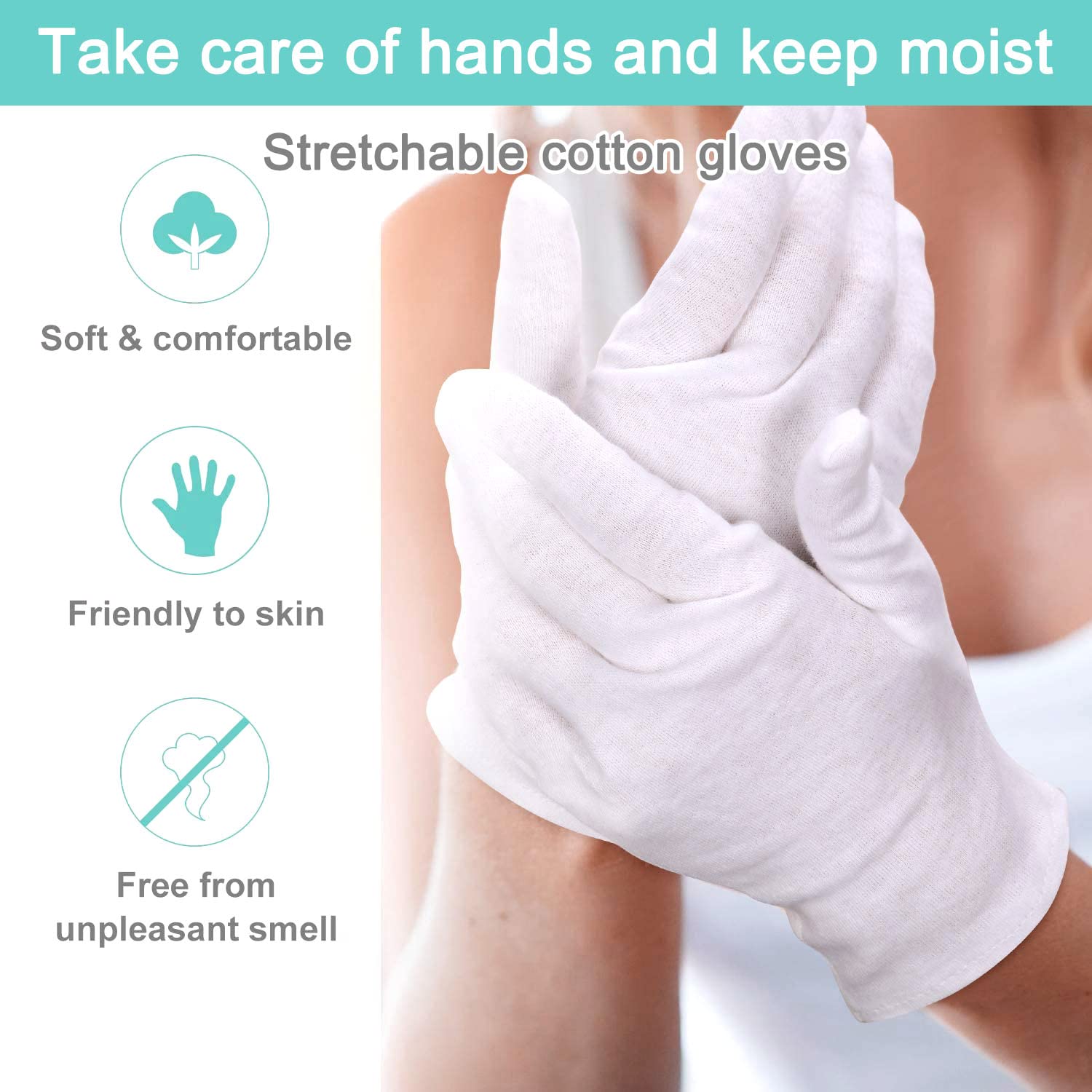 Close up of soft cotton fabric texture for skincare gloves