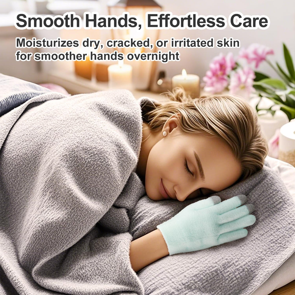 MoyRetty green spa gloves laid flat showing silicone texture