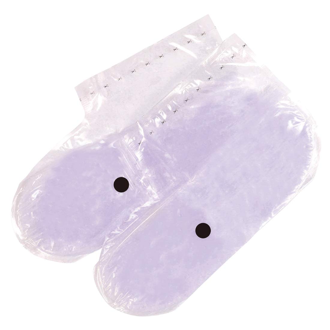Lavender infused paraffin wax booties being prepared for home spa treatment.