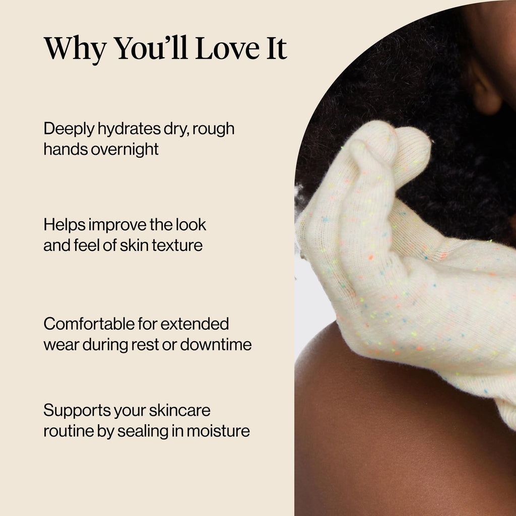 Kitsch Moisturizing Spa Gloves being worn on hands