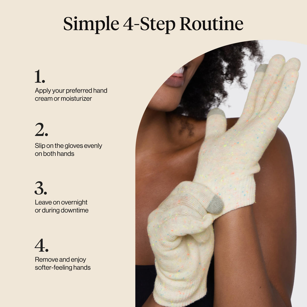 Kitsch Moisturizing Spa Gloves lifestyle use in bedroom setting