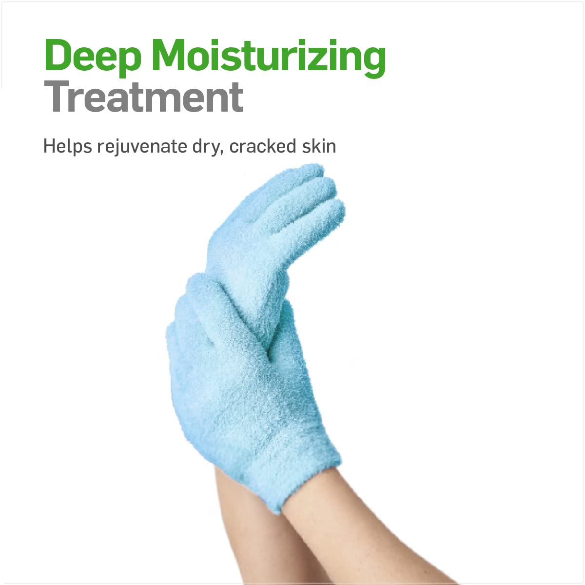NatraCure hydrating gloves showing the blue inner gel lining texture