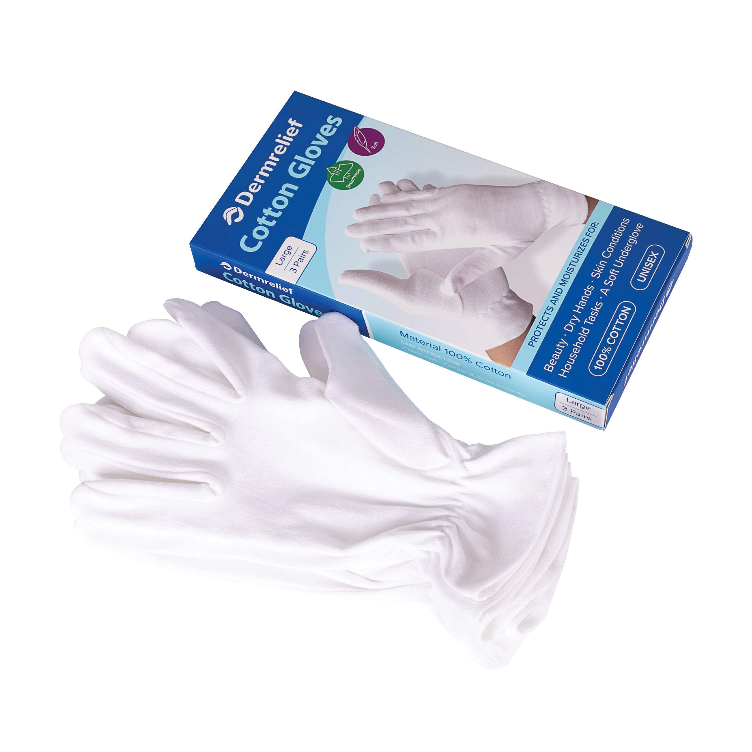 Pair of white cotton moisturizing gloves for dry hands