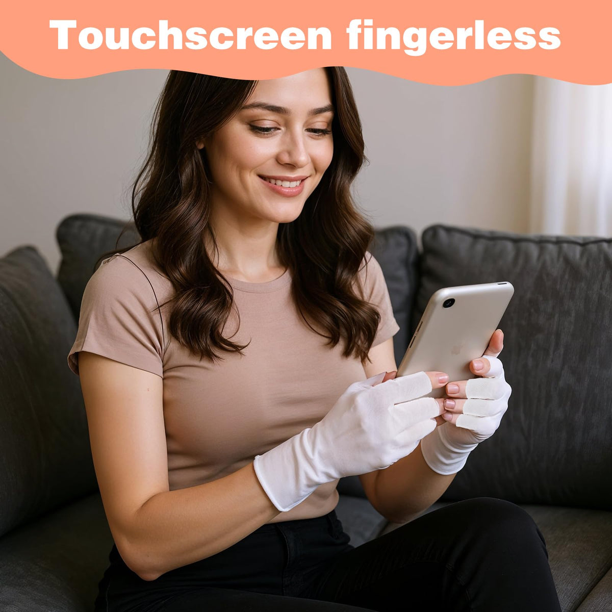 Unisex cotton moisturizing gloves laid out flat