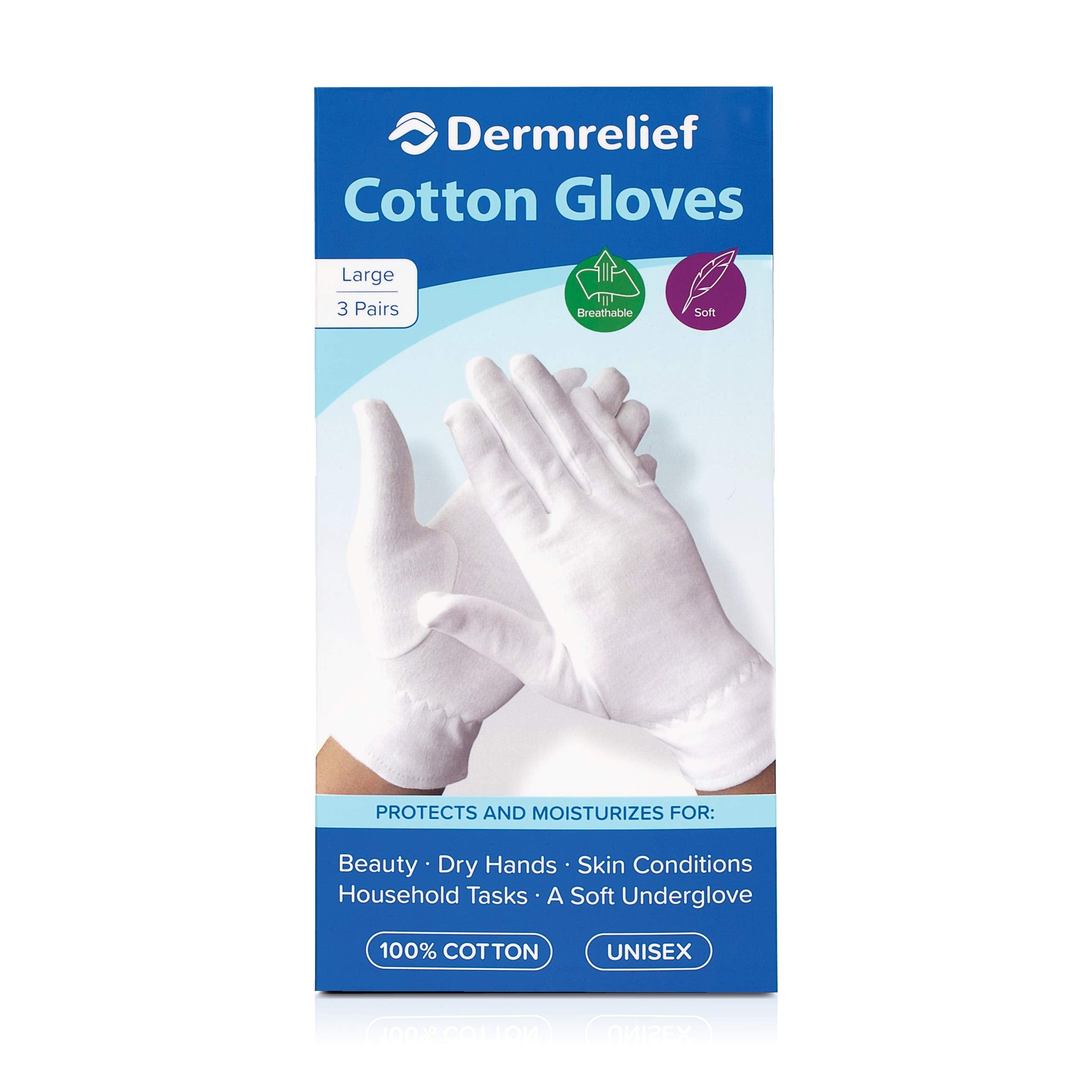 Dermrelief dermatological cotton gloves for skin treatment