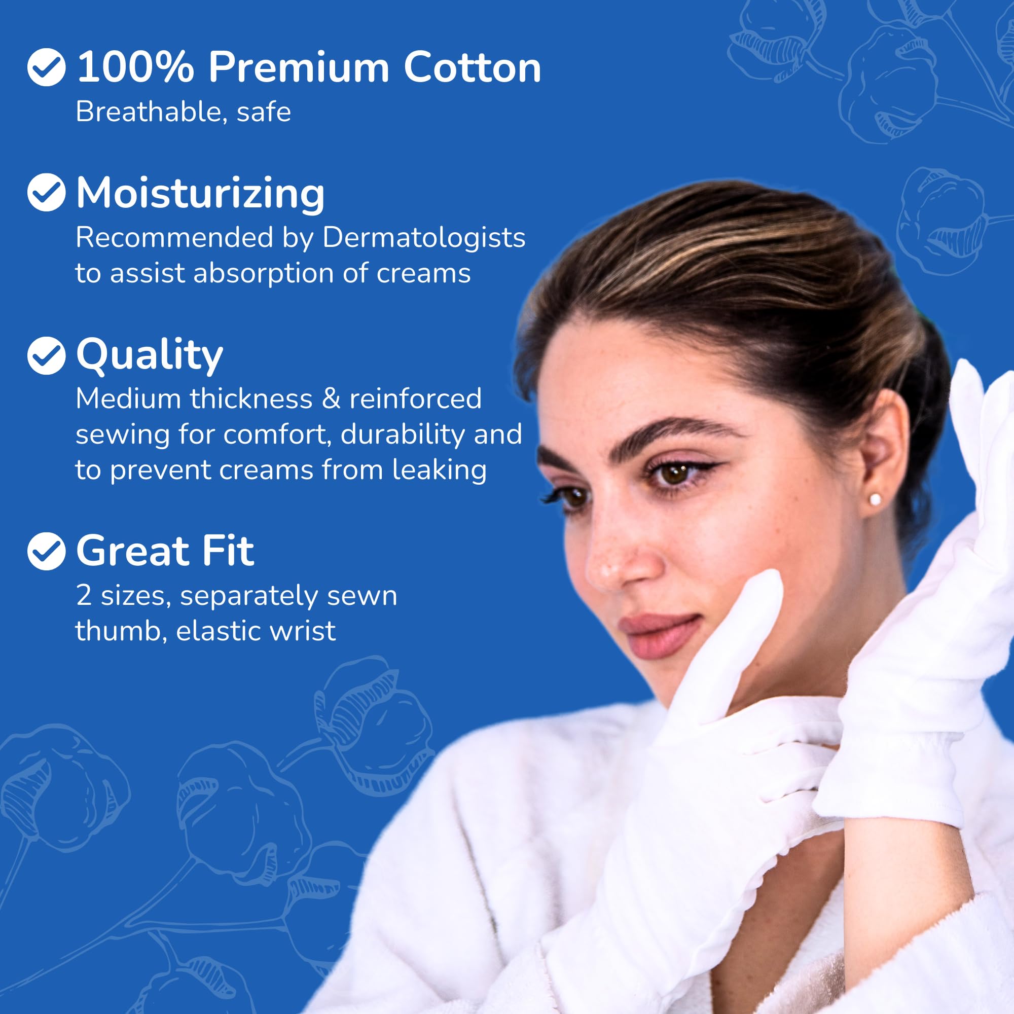 Large size cotton gloves for psoriasis and dermatitis