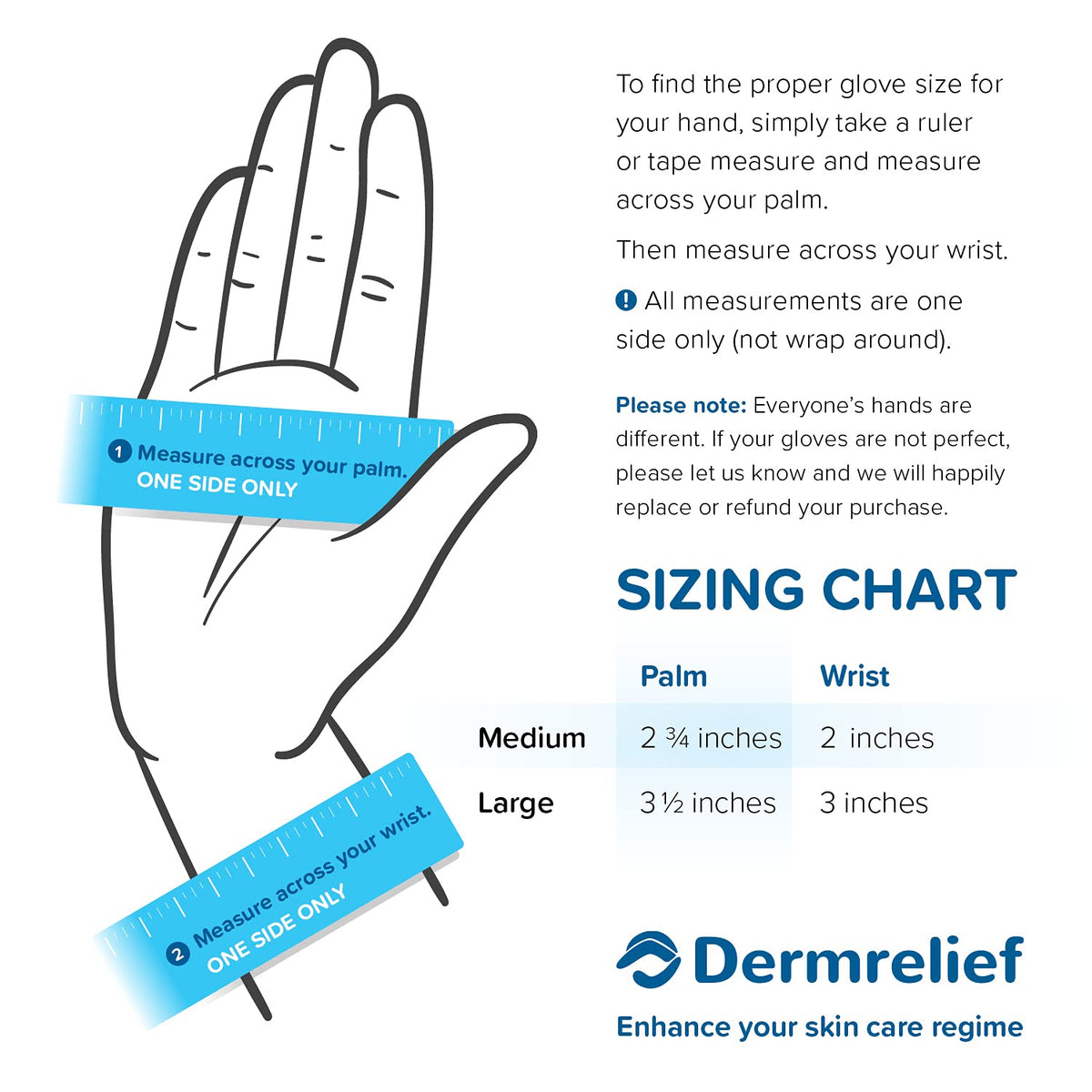 Dermrelief skin care cotton gloves worn on hands