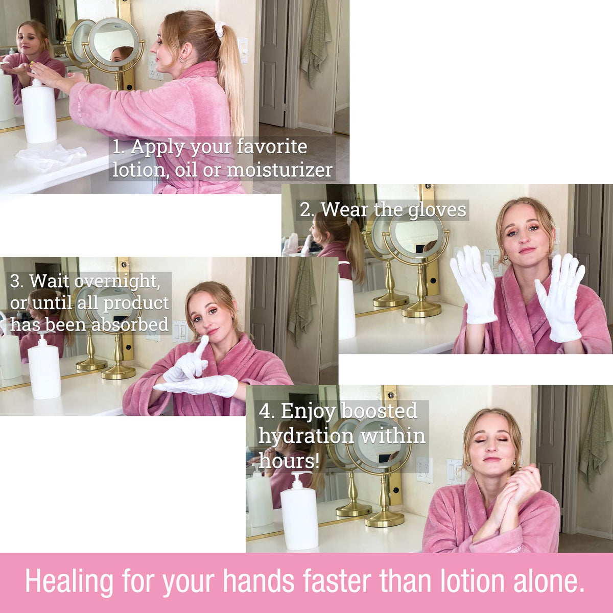 Eurow reusable cotton skincare gloves folded set
