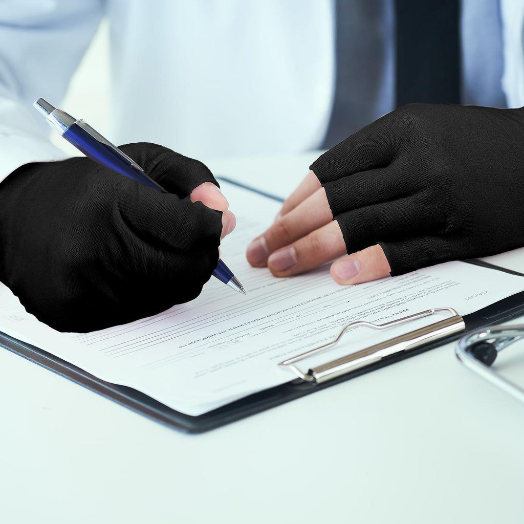 Geyoga half-finger gloves displayed on hand to demonstrate comfortable fit