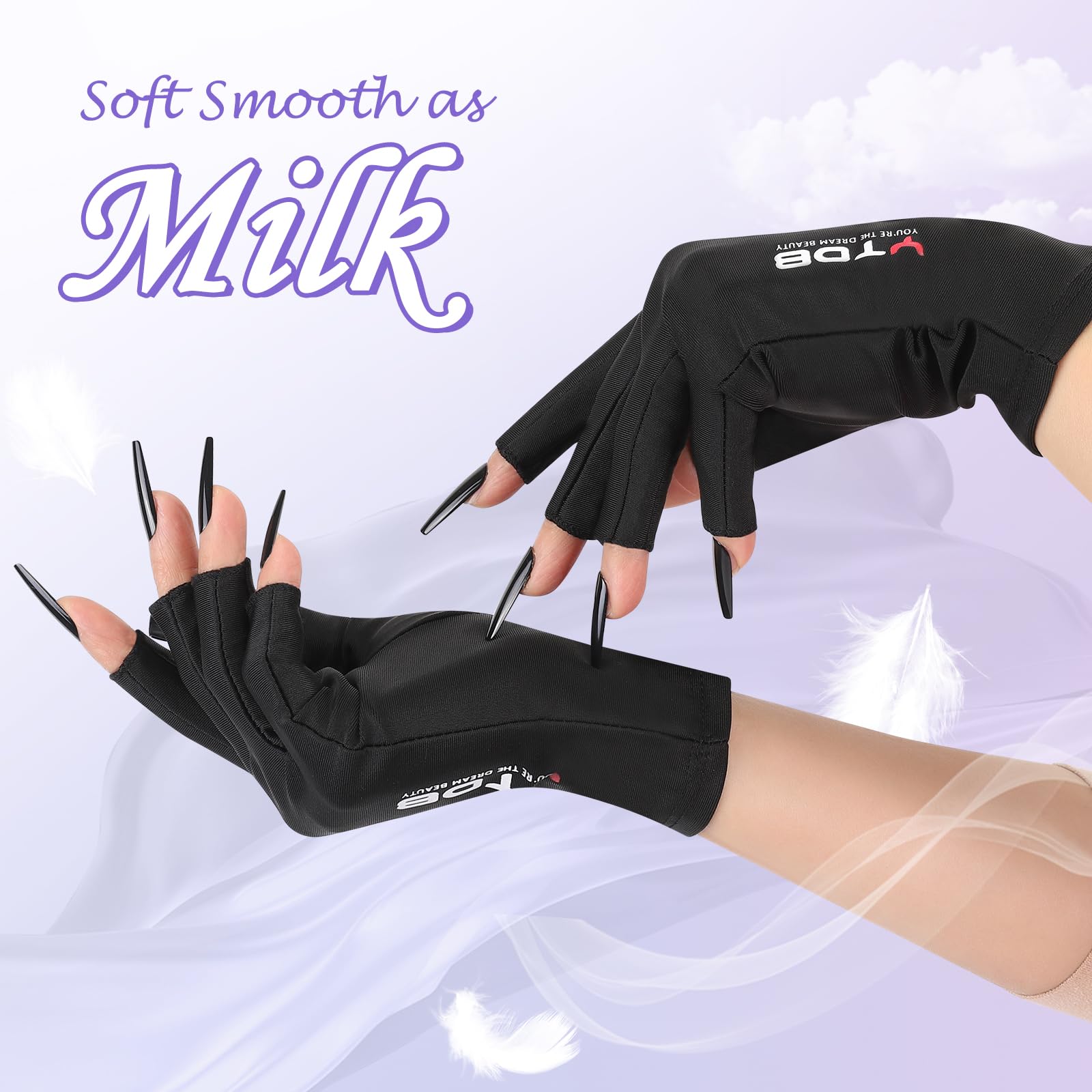 Ytdb UV gloves showing extended coverage for hand protection