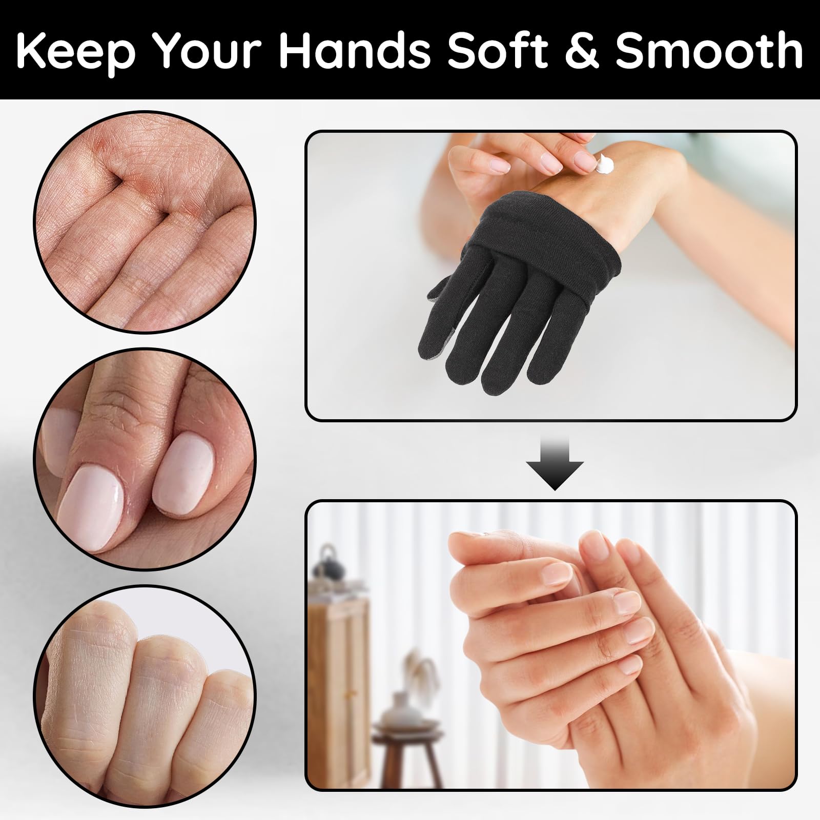 Segbeauty 4 pairs cotton moisturizing gloves set packaging
