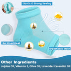 Person wearing breathable cotton blend foot sleeves indoors