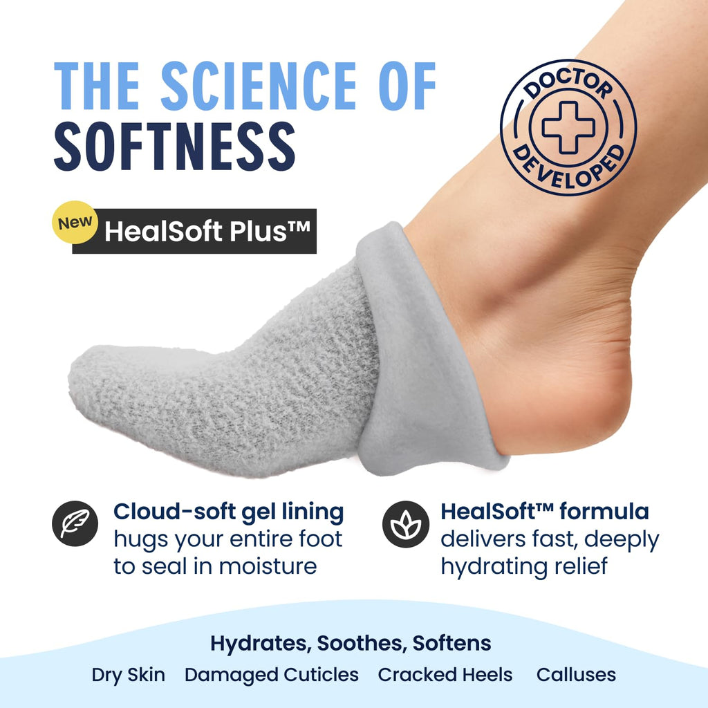 Dr. Frederick's Original Mellow Moon gel socks showing fuzzy fabric exterior