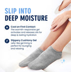 Model wearing Dr. Frederick's Original gel socks for overnight heel treatment