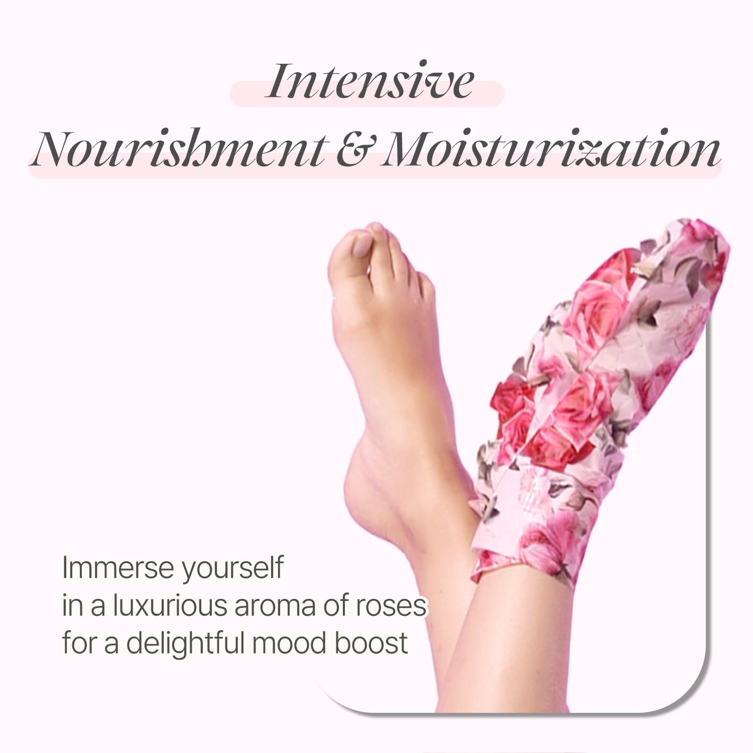 Close up of Koelf rose petal intensive nourishing socks