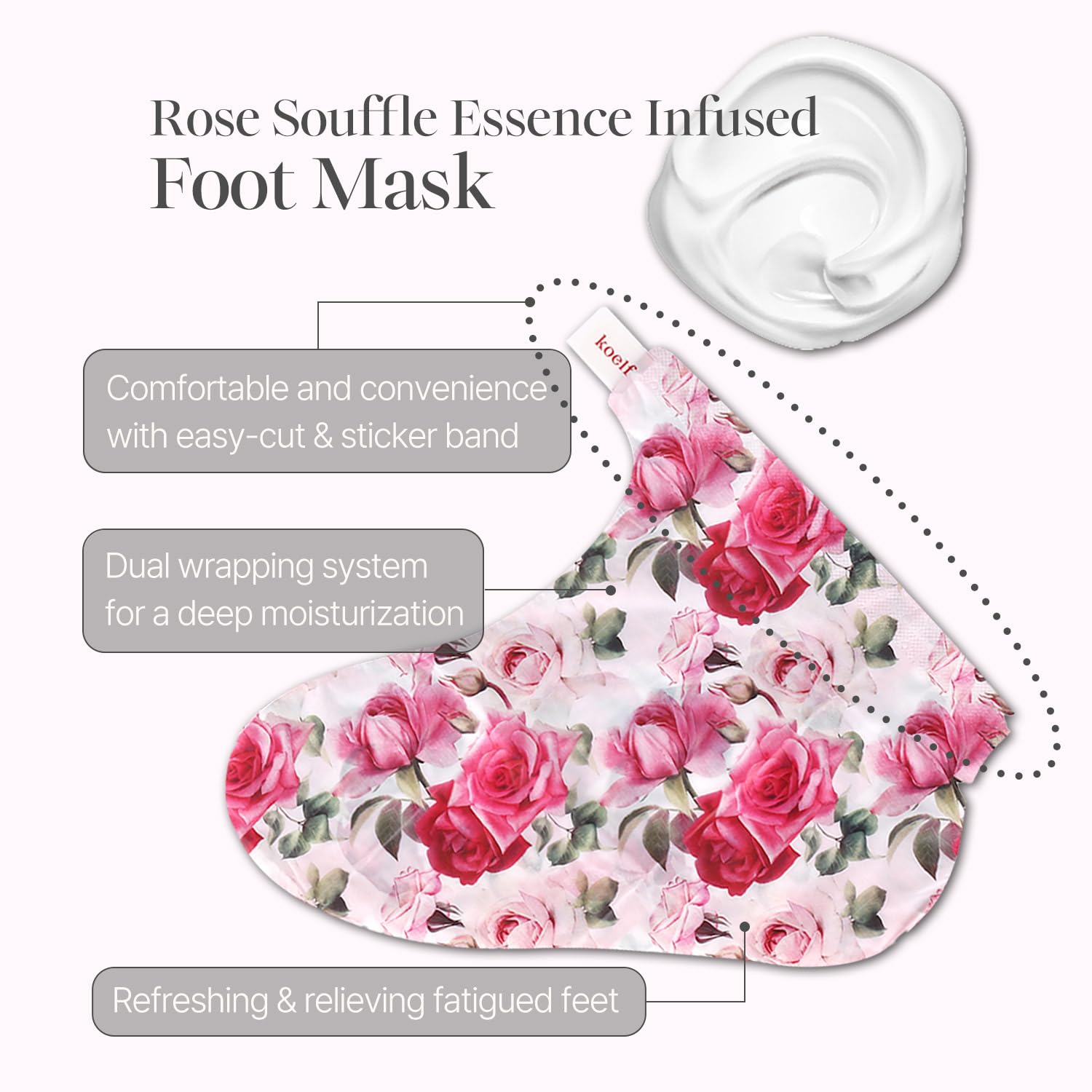 Top view of Koelf Korean skincare foot mask socks