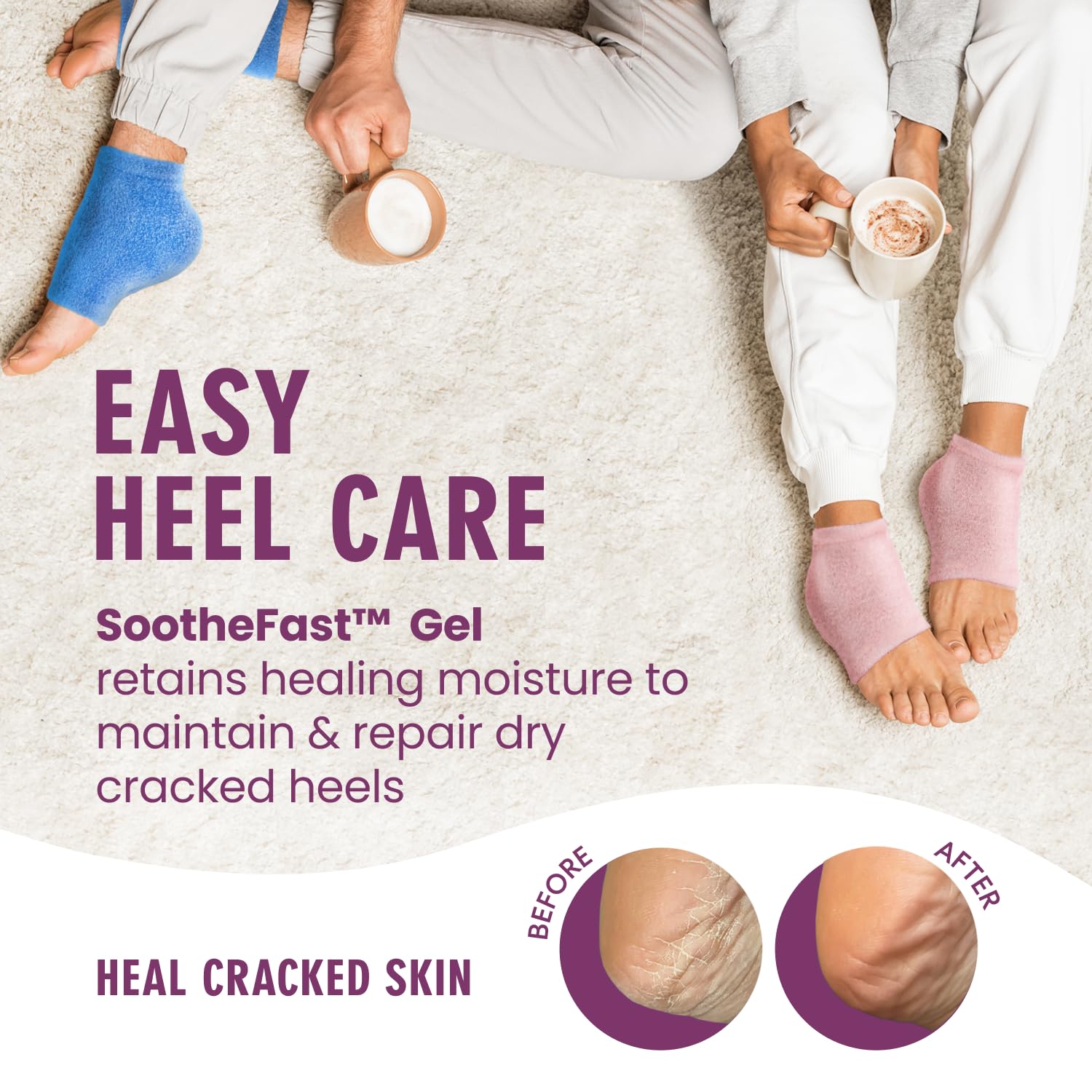 Dr. Frederick's Original heel socks showing soft rose fuzzy material