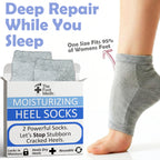 Model wearing the grey moisturizing foot care socks during spa treatment