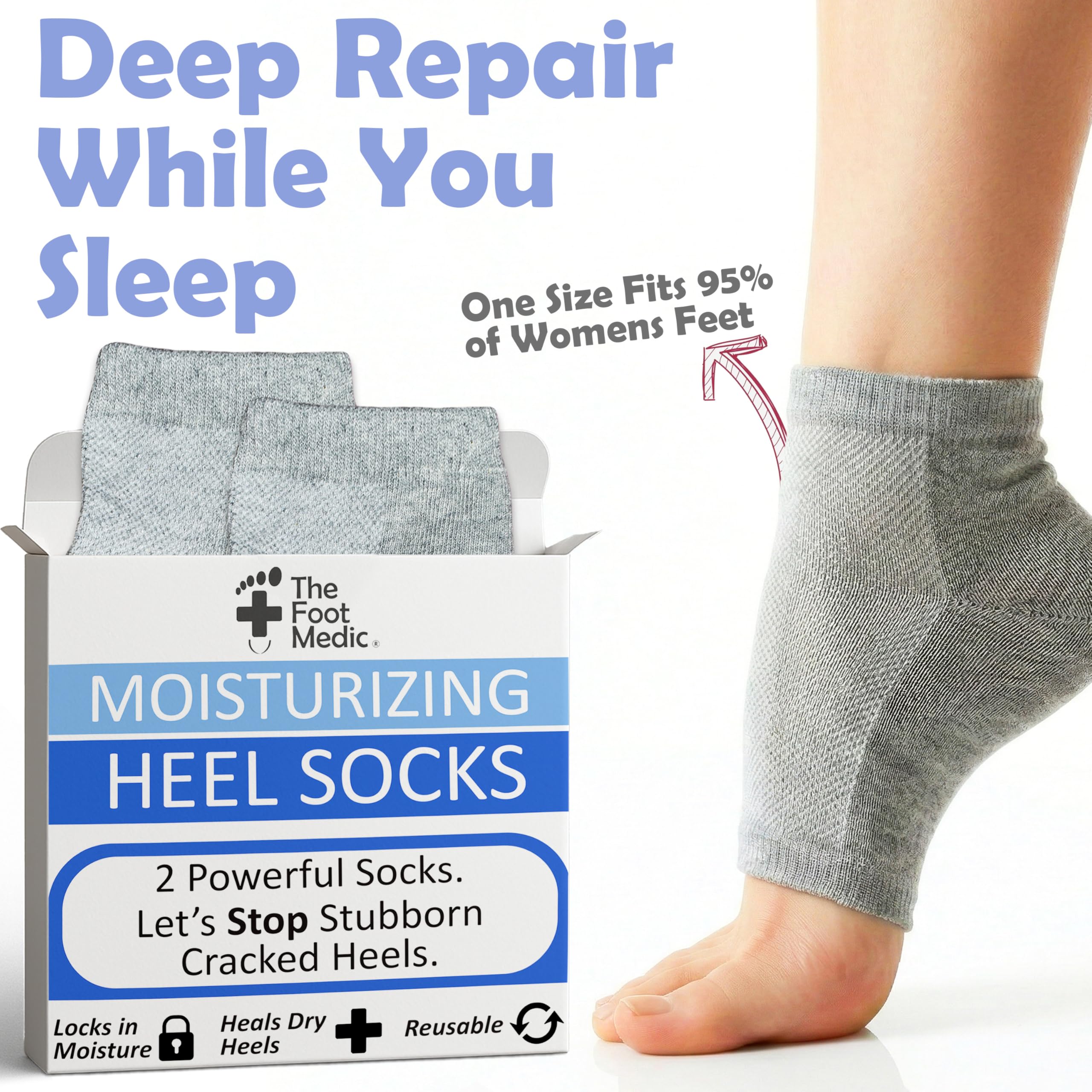 Person wearing comfortable moisturizing heel socks