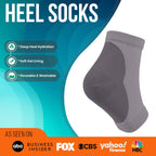 PhysFlex gel heel socks displayed alongside packaging