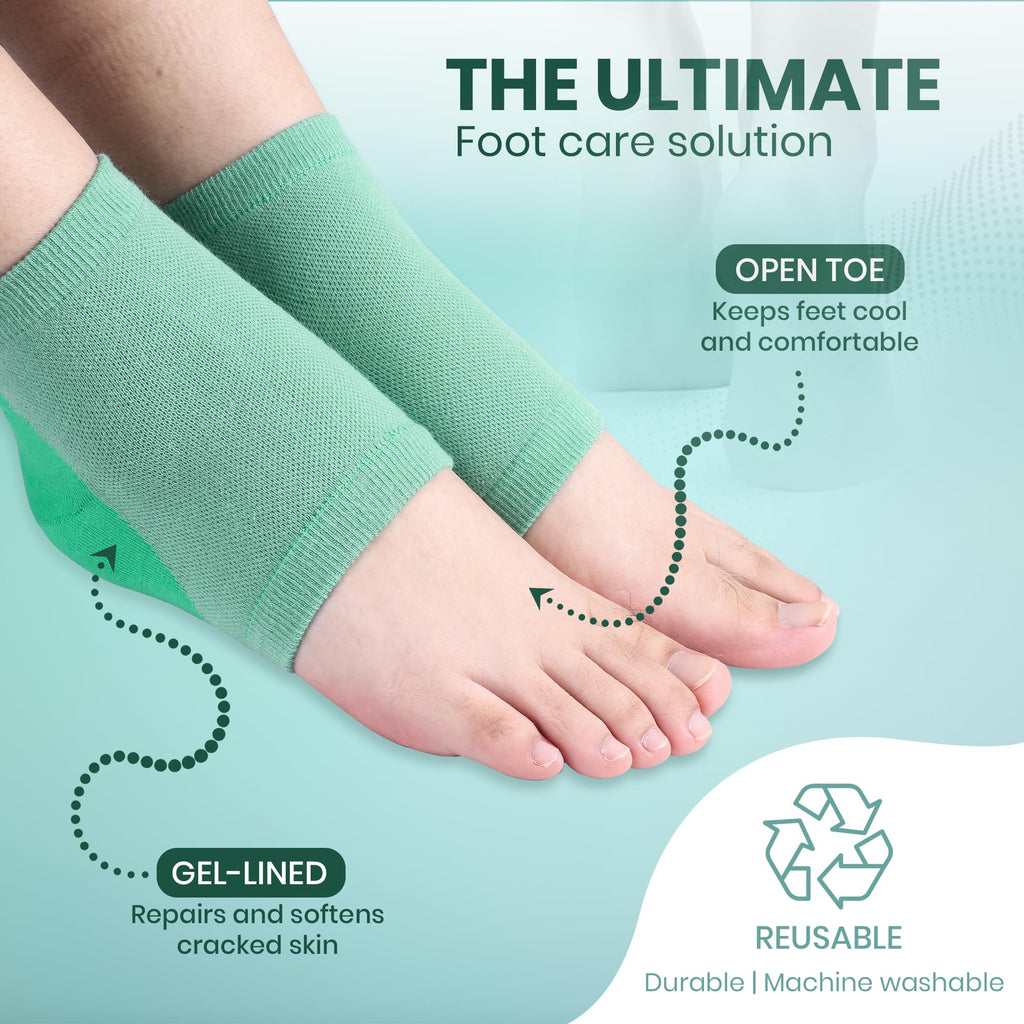 Side angle shot of the four pack gel heel socks set