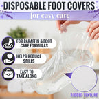 Demonstration of foot placed inside disposable spa bootie