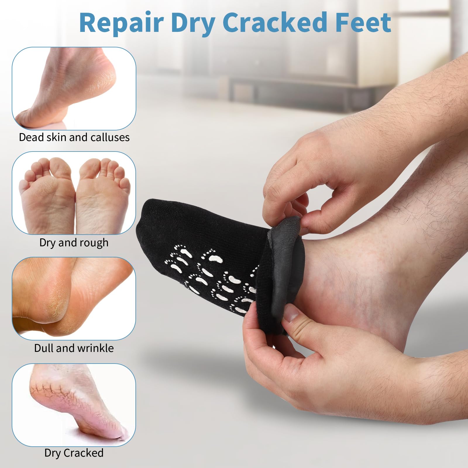Two pairs of black Aluroice silicone socks for foot care