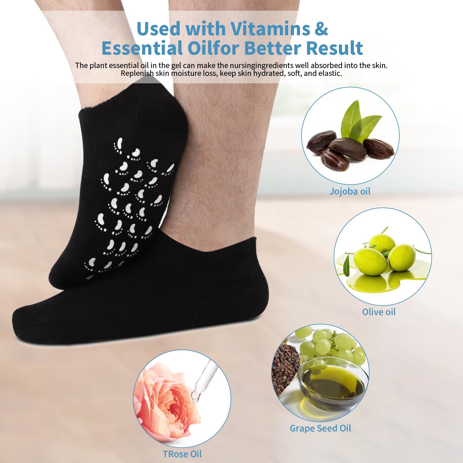 Aluroice silicone moisturizing socks in packaging for dry feet
