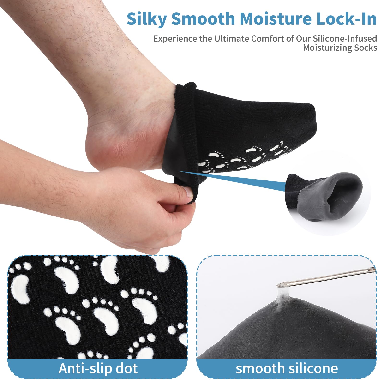 Close up of soft silicone material used in Aluroice foot care socks